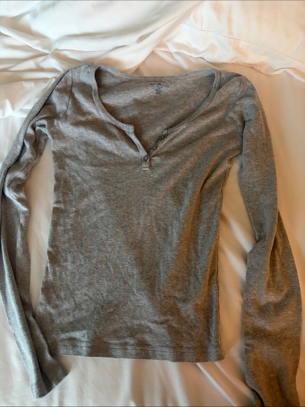 Brandy Melville Grey Long-Sleeve Henley Top